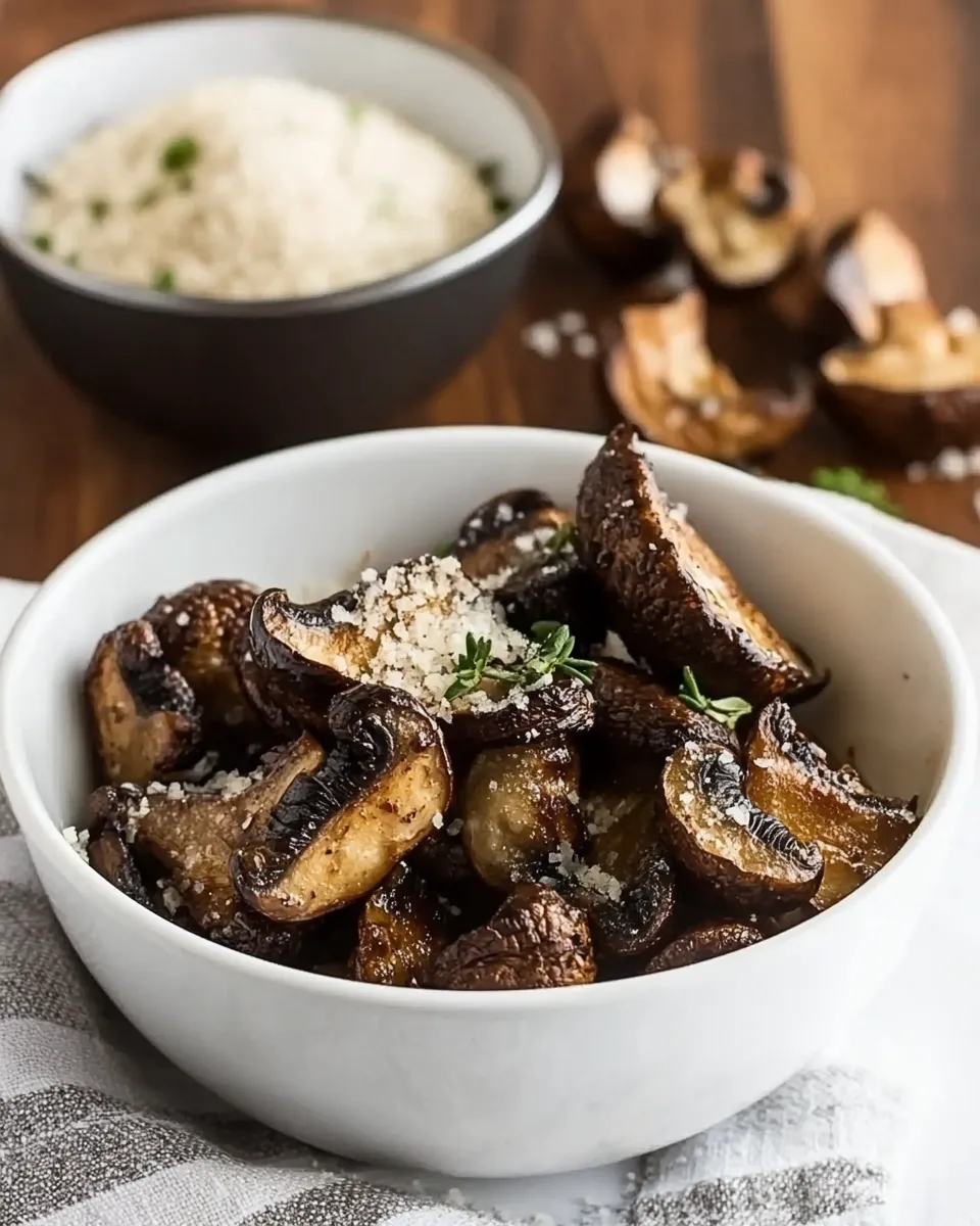 Healthy Air Fryer Roasted Mushrooms shot