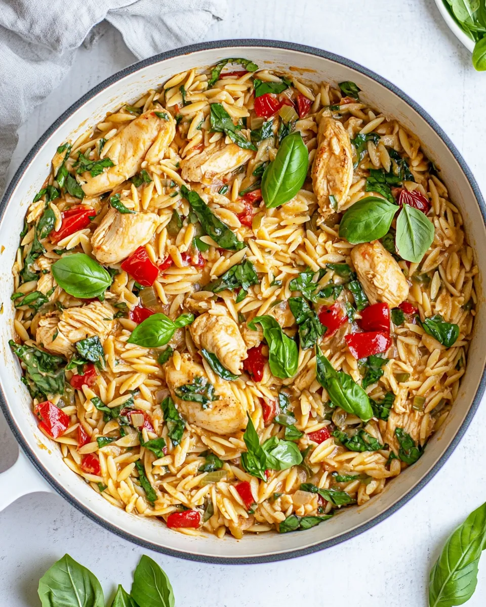 Delicious Chicken and Orzo food shot