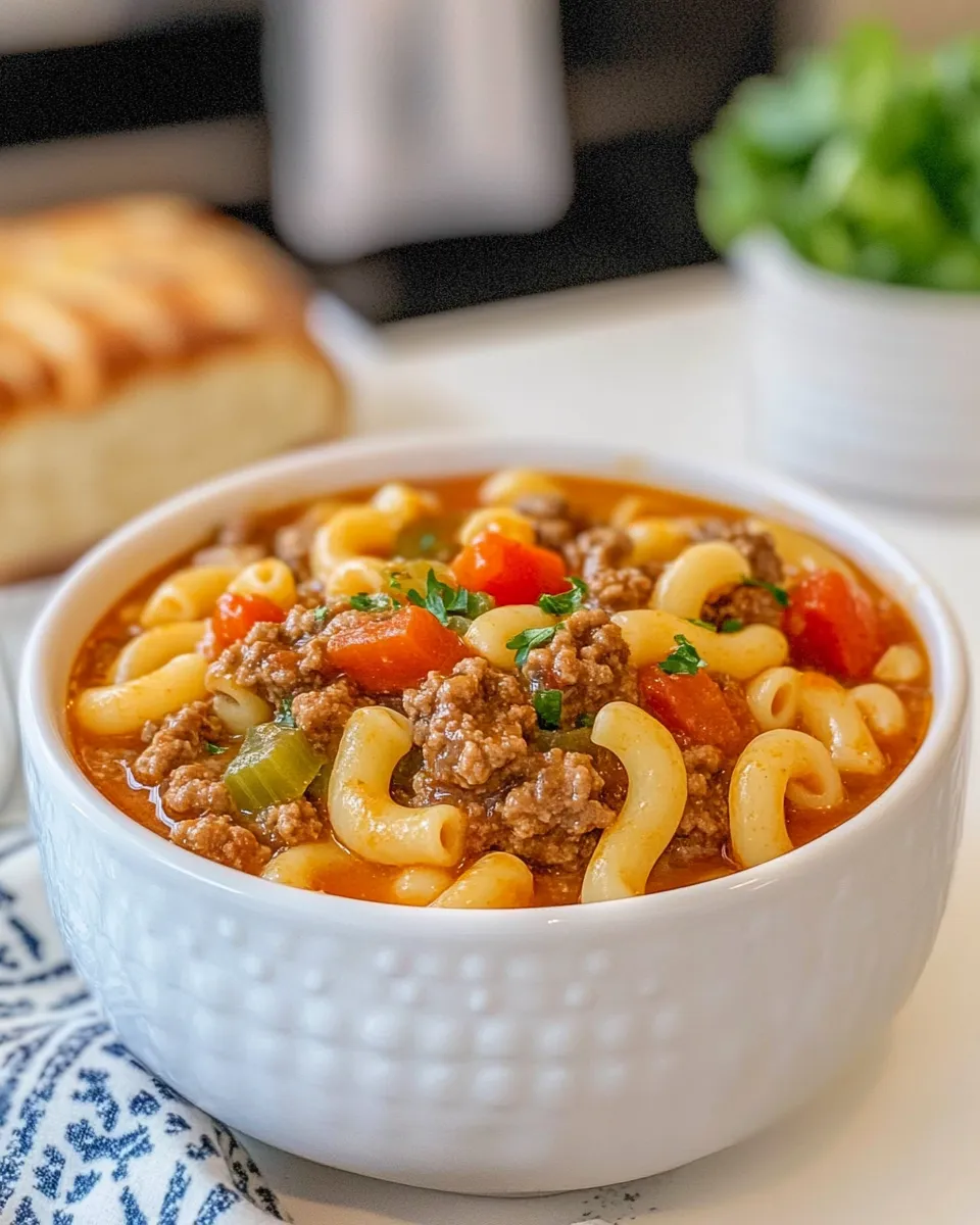 Homemade Hamburger Macaroni Soup photo