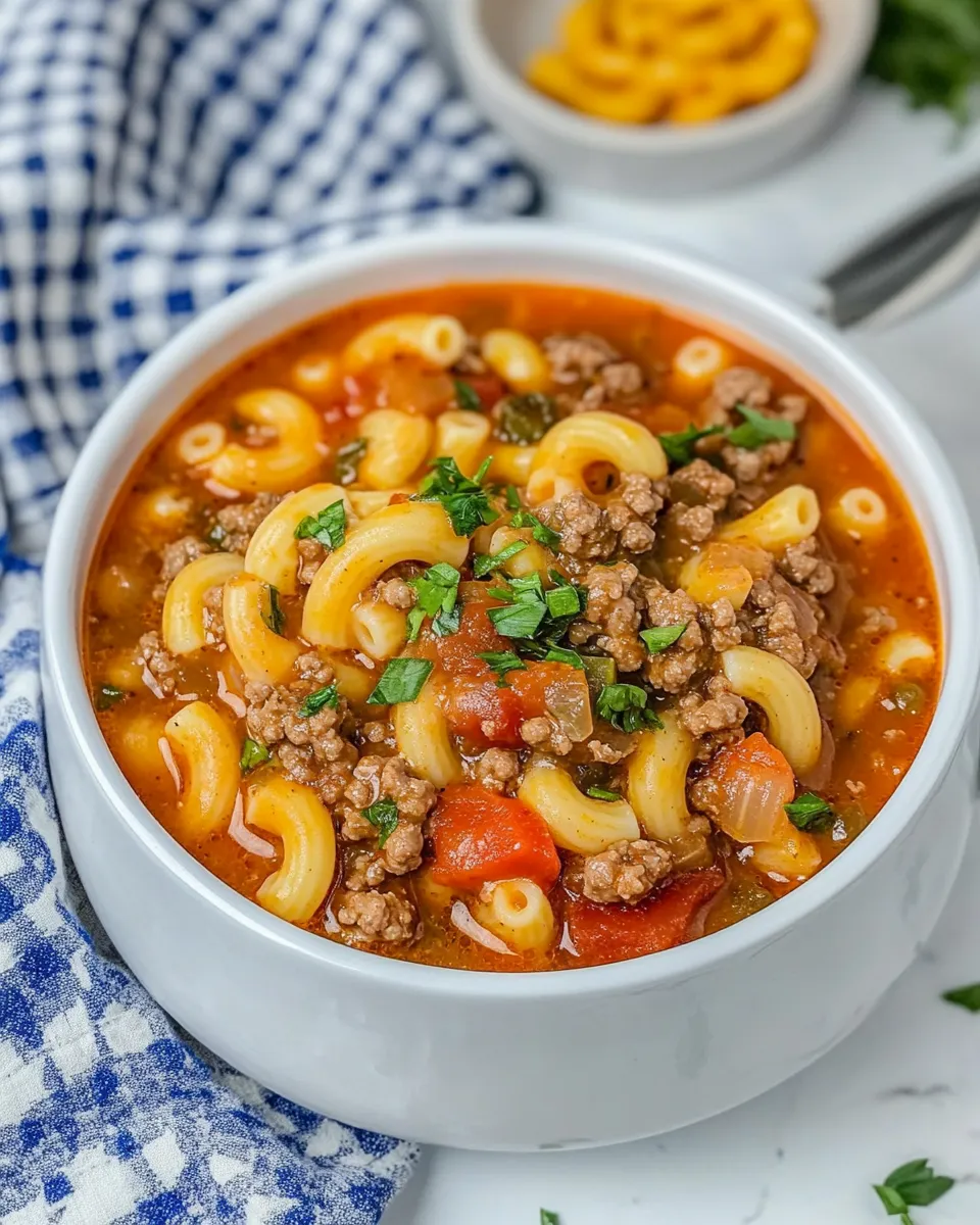 Easy Hamburger Macaroni Soup recipe photo