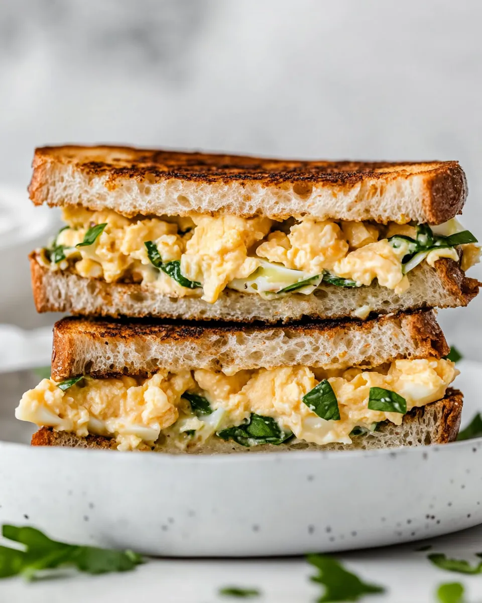 Delicious Healthy Egg Salad Grilled Cheese Sandwich shot