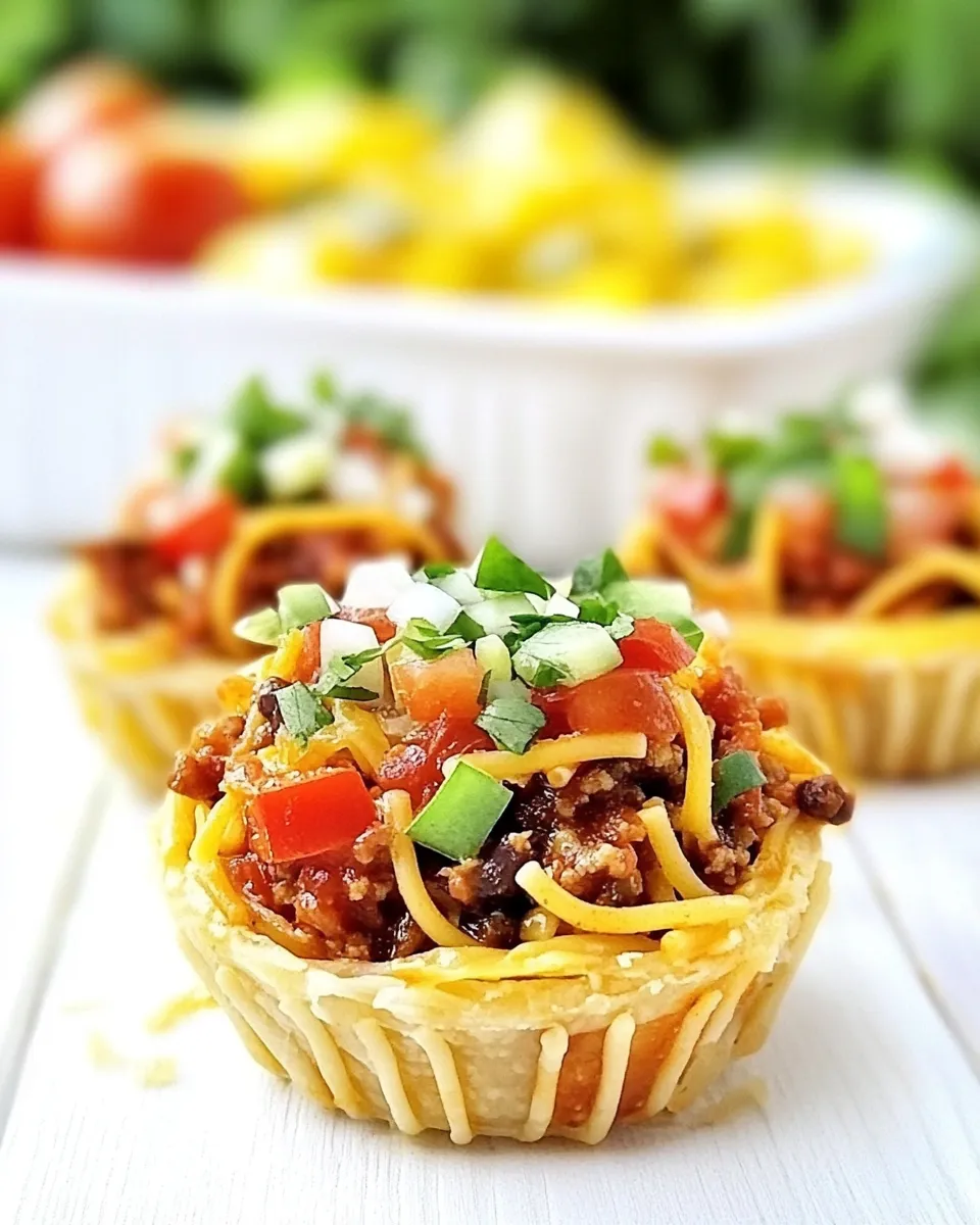 Homemade Mini Taco Spaghetti Pies photo
