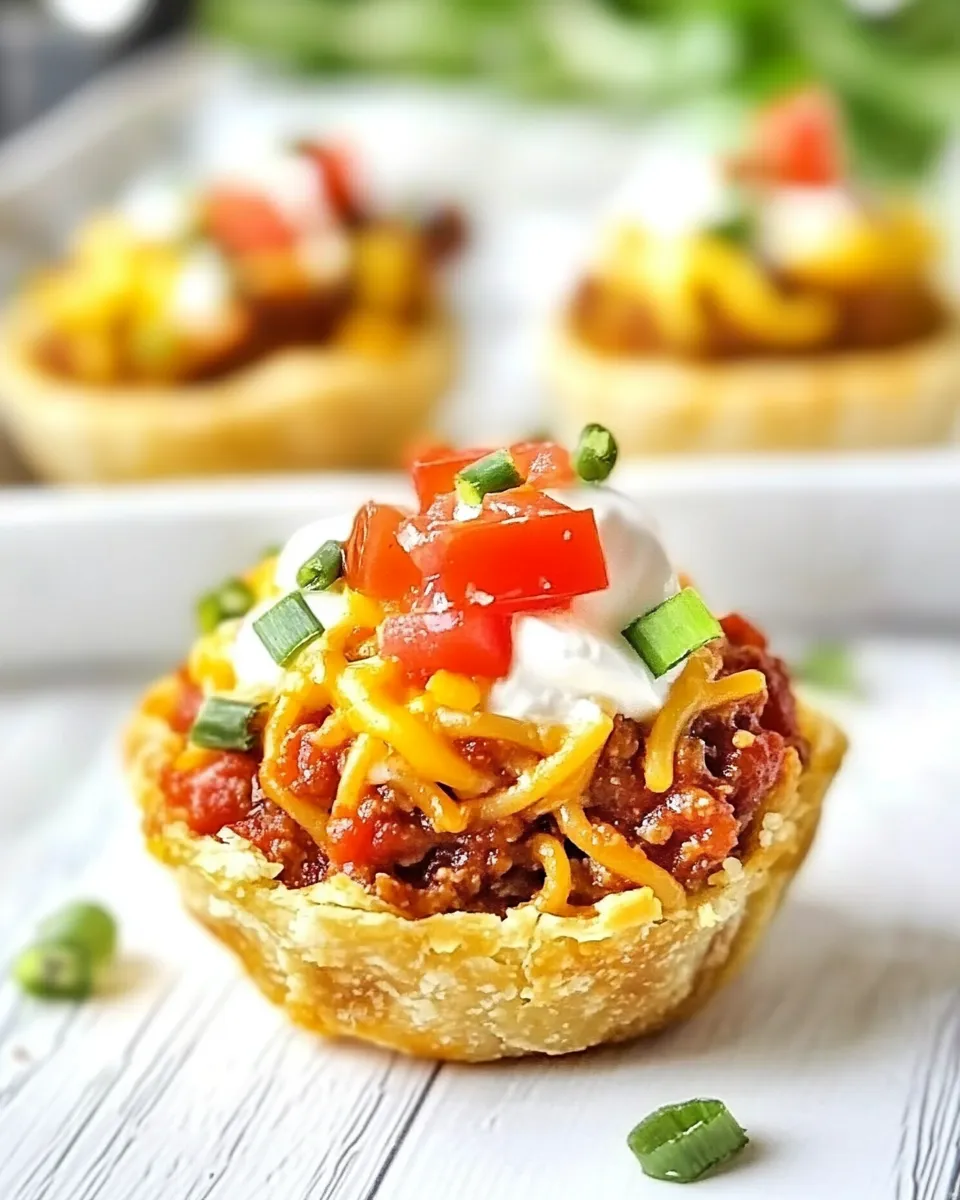 Delicious Mini Taco Spaghetti Pies recipe photo