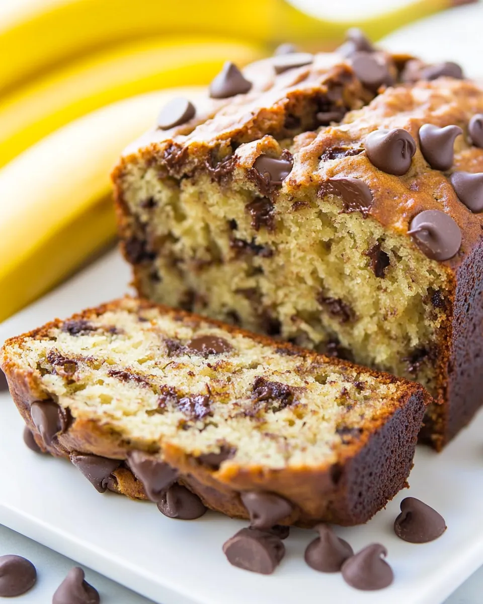 Delicious One Bowl Chocolate Chip Banana Bread shot