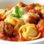 Easy One Pot Cheesy Tortellini and Meatballs Recipe photo