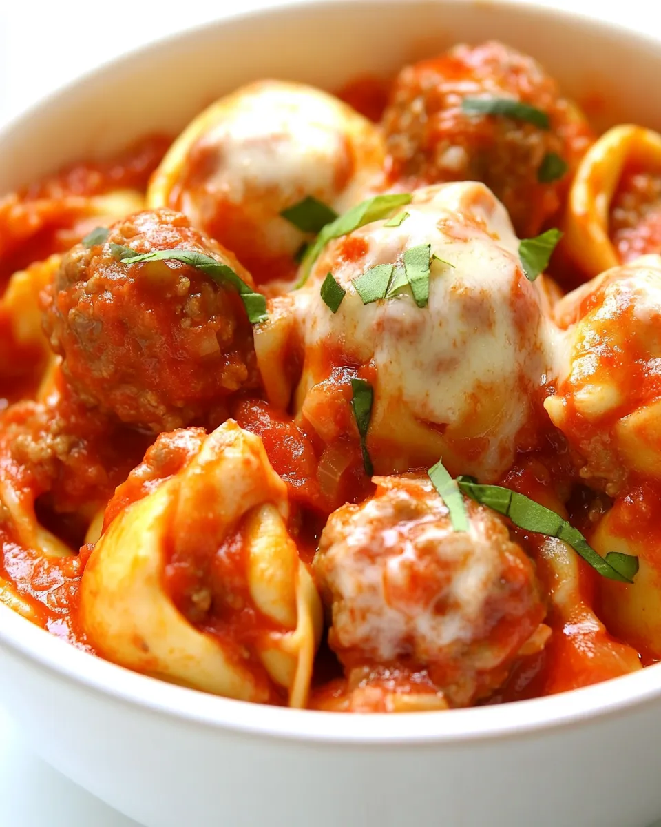 Tasty One Pot Cheesy Tortellini and Meatballs Recipe recipe image