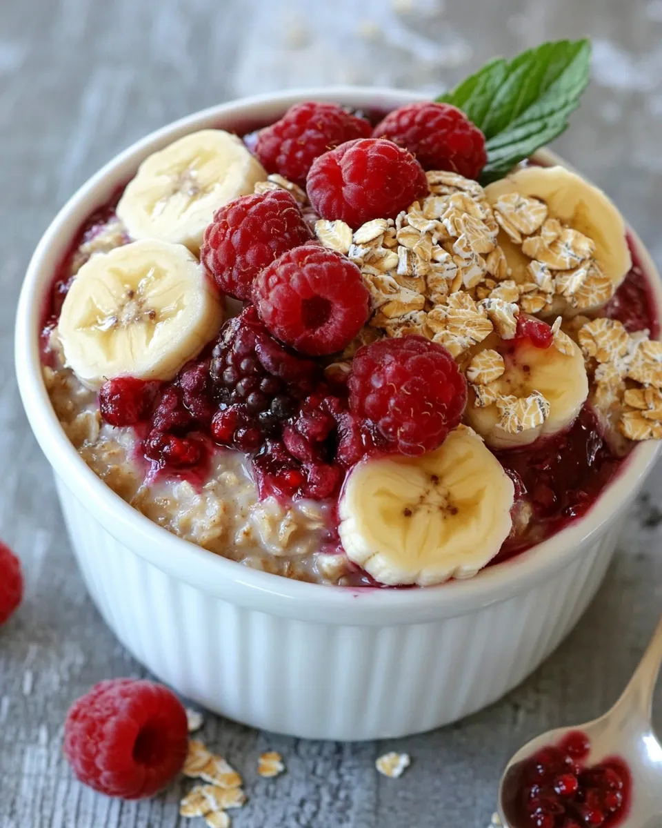Easy Refrigerator Oatmeal with Bananas and Berries image