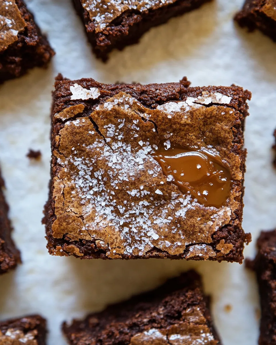 Delicious Salted Caramel and Milk Chocolate Brownies. recipe image