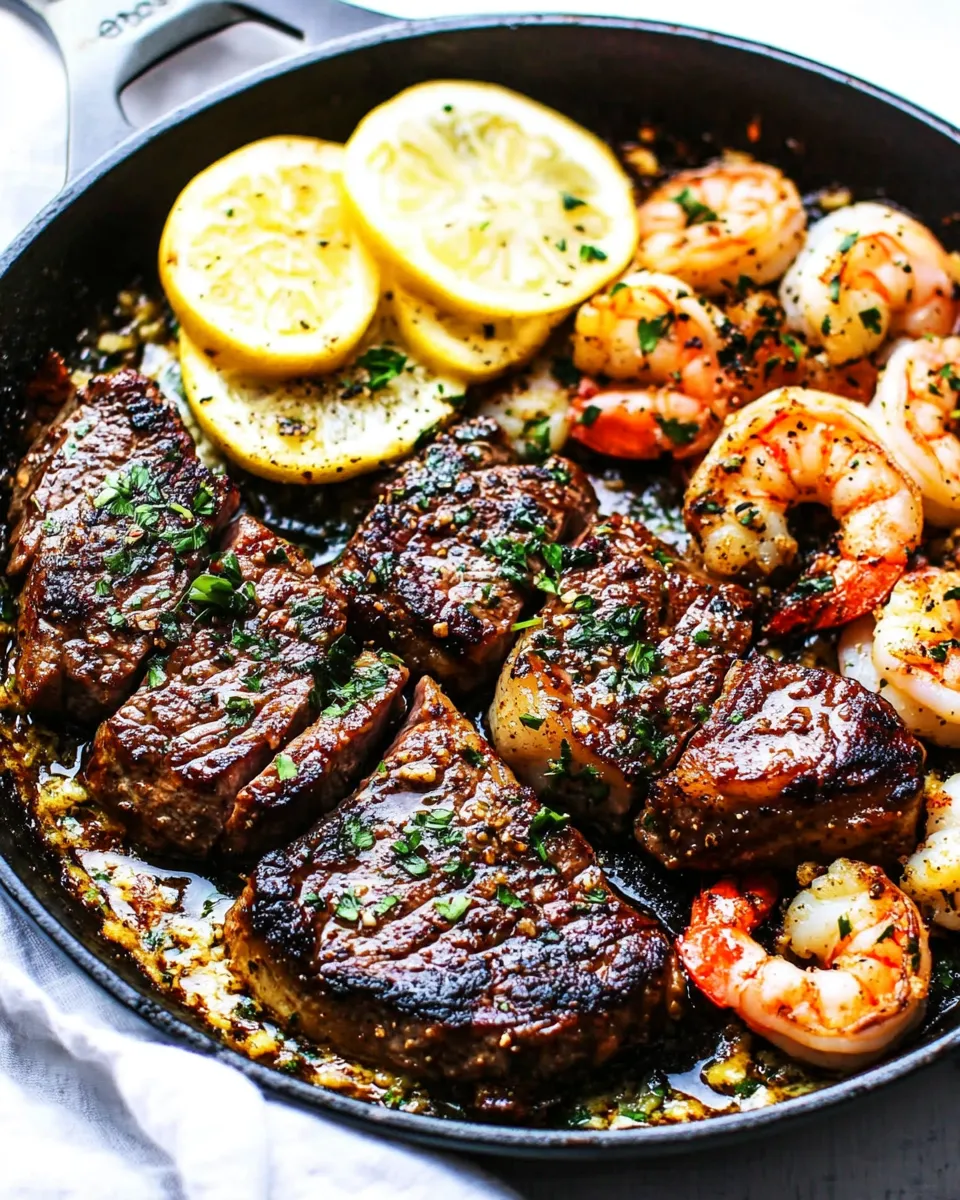 Easy Skillet Garlic Butter Steak and Shrimp recipe photo