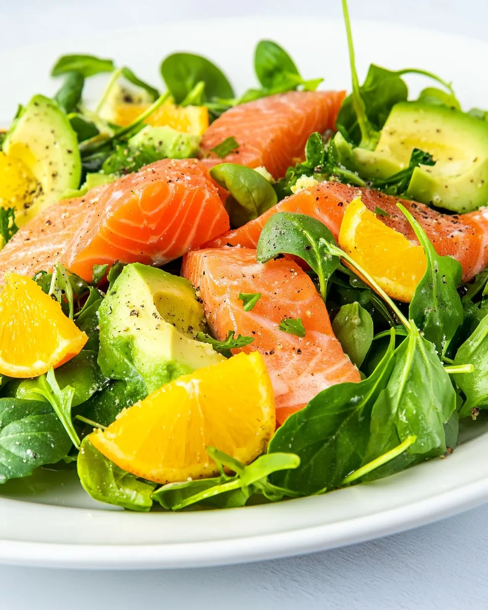 Healthy Smoked Salmon Salad with Orange and Avocado recipe photo