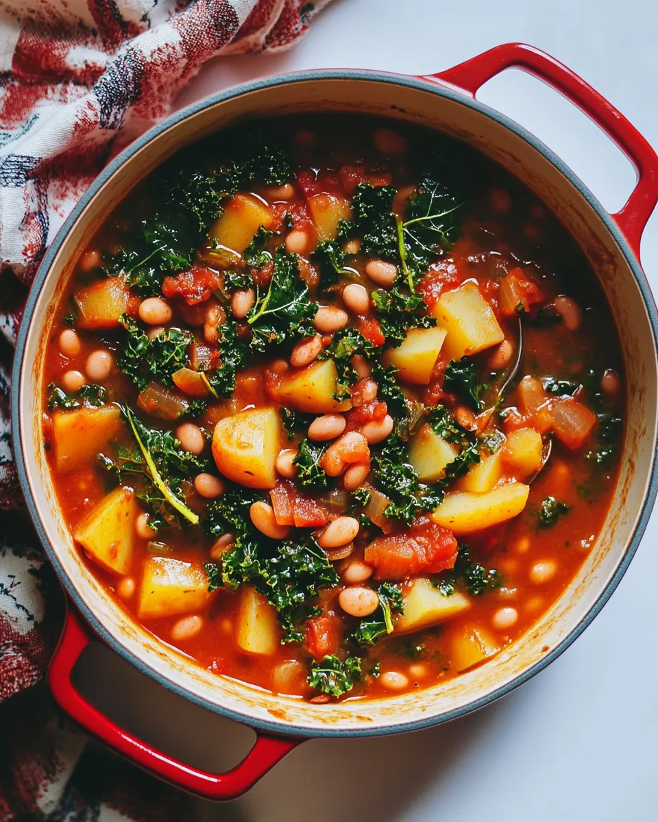 Homemade Smoky and Spicy White Bean Stew with Potatoes & Kale photo