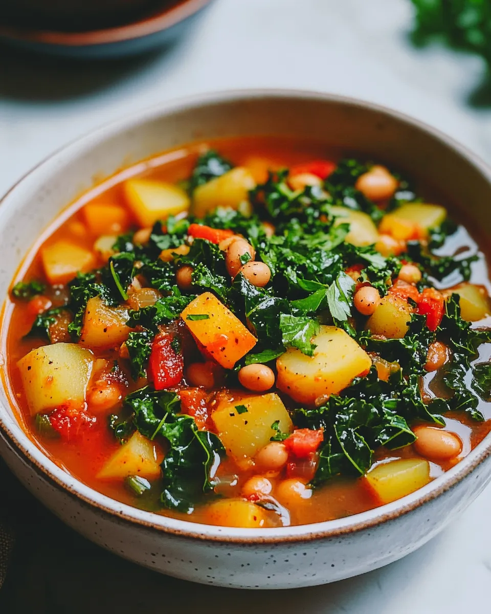 Delicious Smoky and Spicy White Bean Stew with Potatoes & Kale image