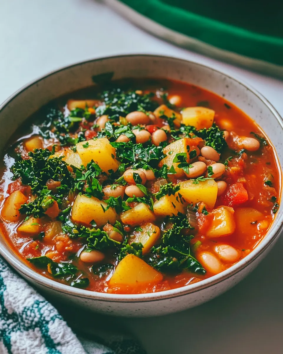 Savory Smoky and Spicy White Bean Stew with Potatoes & Kale dish photo