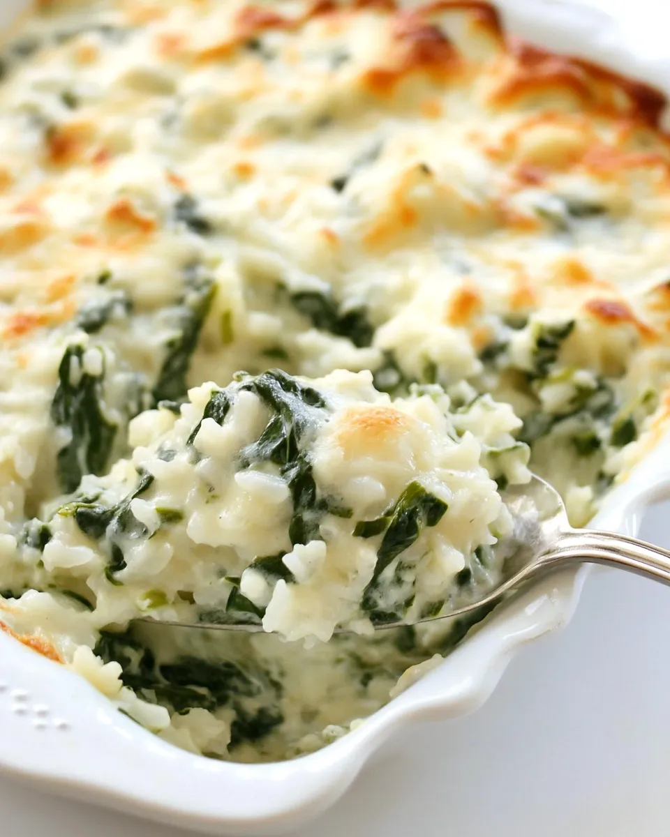 Healthy Spinach Parmesan Rice Bake recipe photo