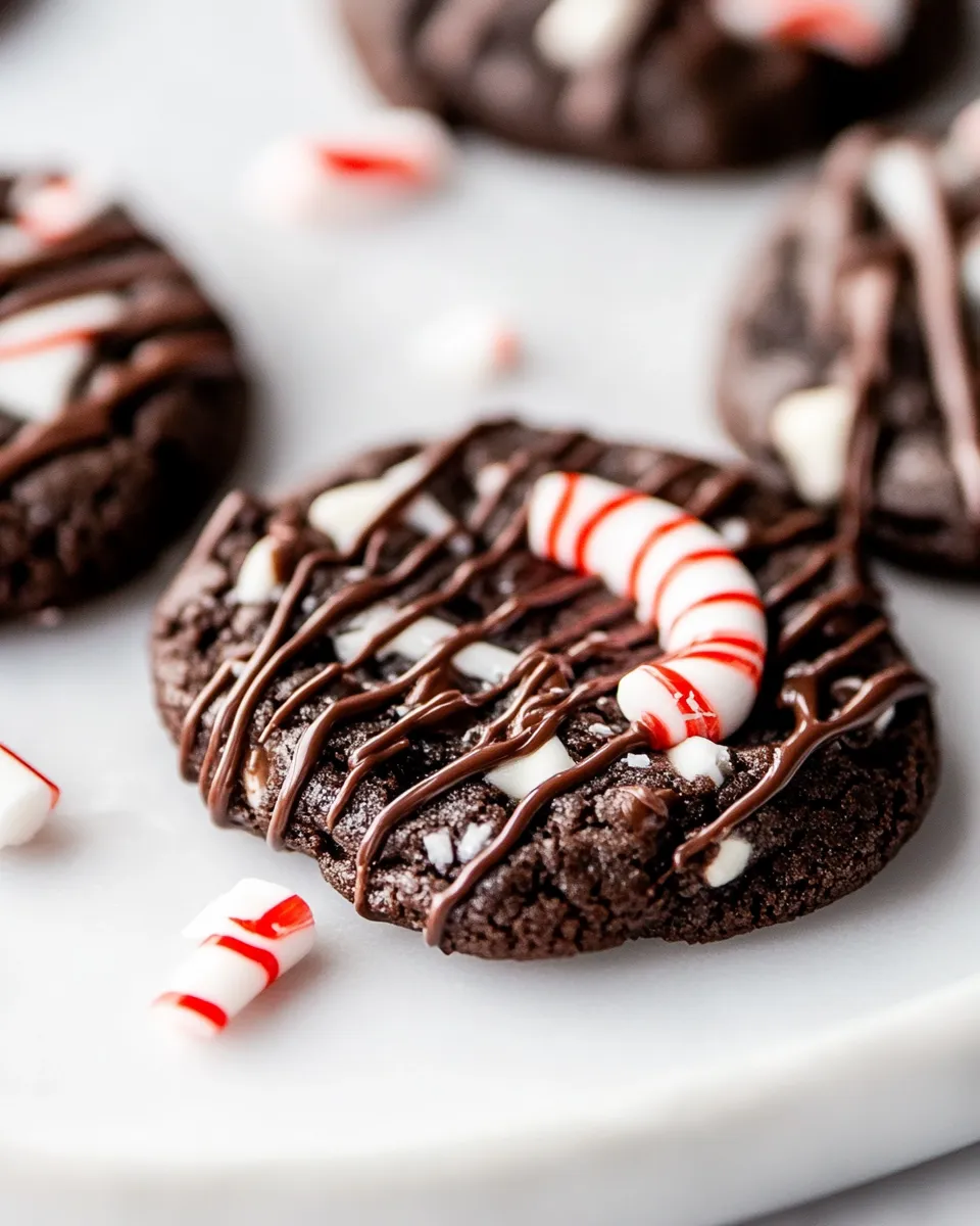 Delicious Triple Chocolate Candy Cane Cookies image