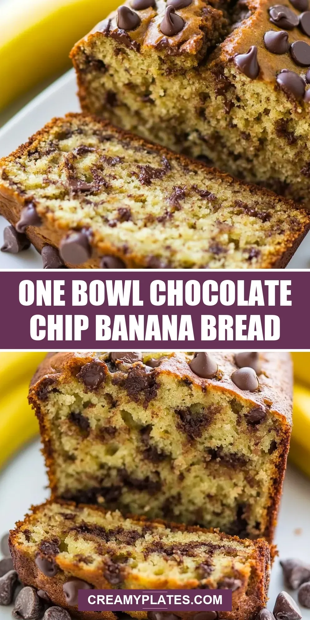 Easy One Bowl Chocolate Chip Banana Bread Recipe