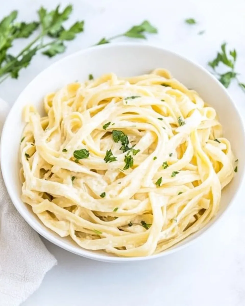 Delicious 15-Minute Fettuccine with Light Alfredo Sauce image