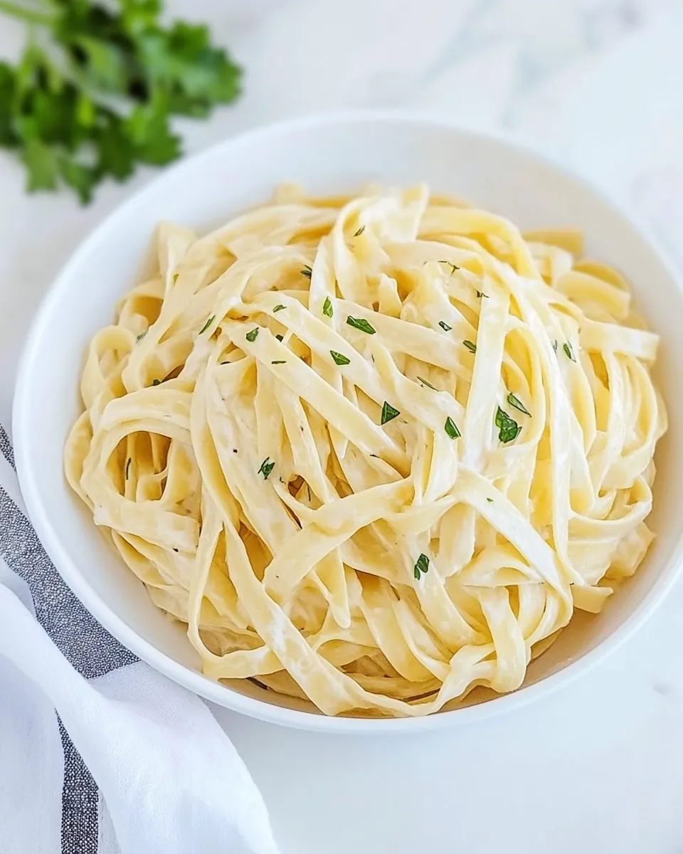 Healthy 15-Minute Fettuccine with Light Alfredo Sauce dish photo