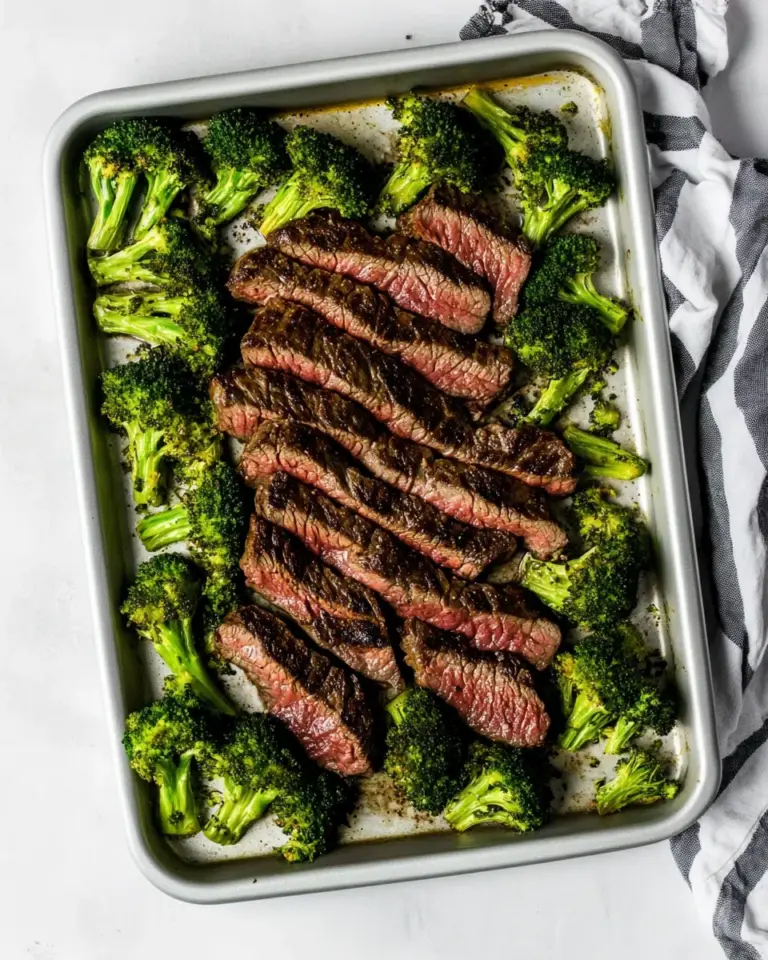 Easy 15 Minute Sheet Pan Steak and Broccoli Dinner photo
