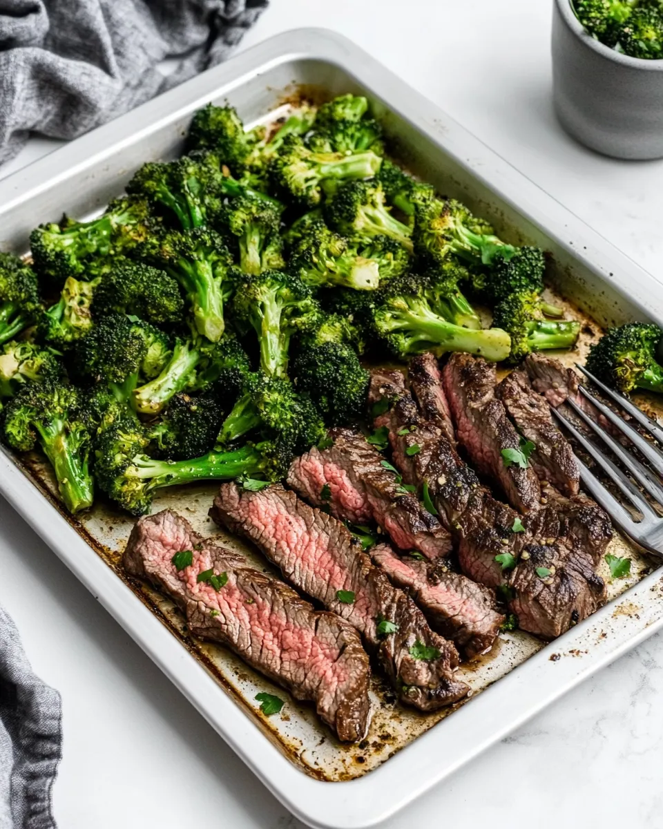 Quick 15 Minute Sheet Pan Steak and Broccoli Dinner image
