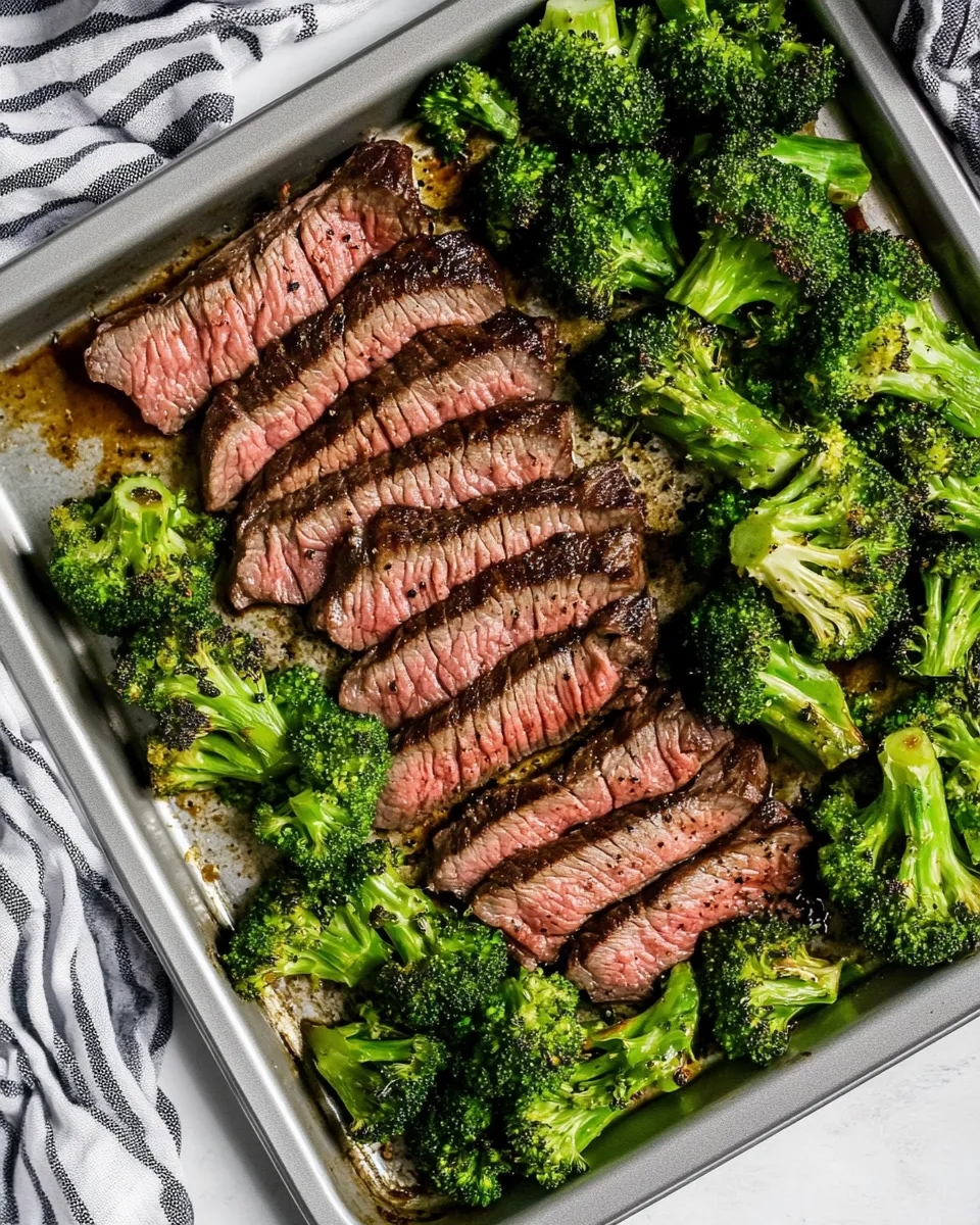 Delicious 15 Minute Sheet Pan Steak and Broccoli Dinner shot