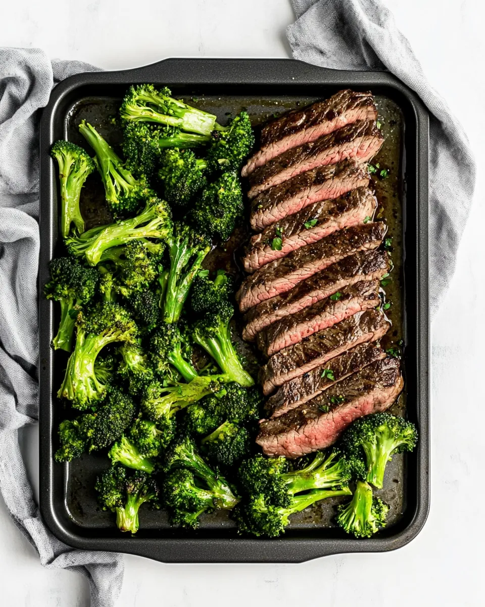 Healthy 15 Minute Sheet Pan Steak and Broccoli Dinner recipe photo