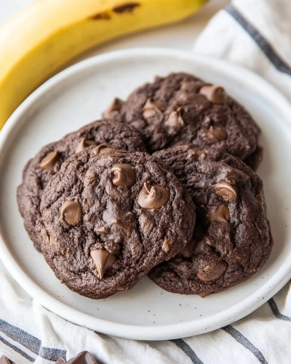 Simple 3-Ingredient Chocolate Banana Cookies (Vegan) shot