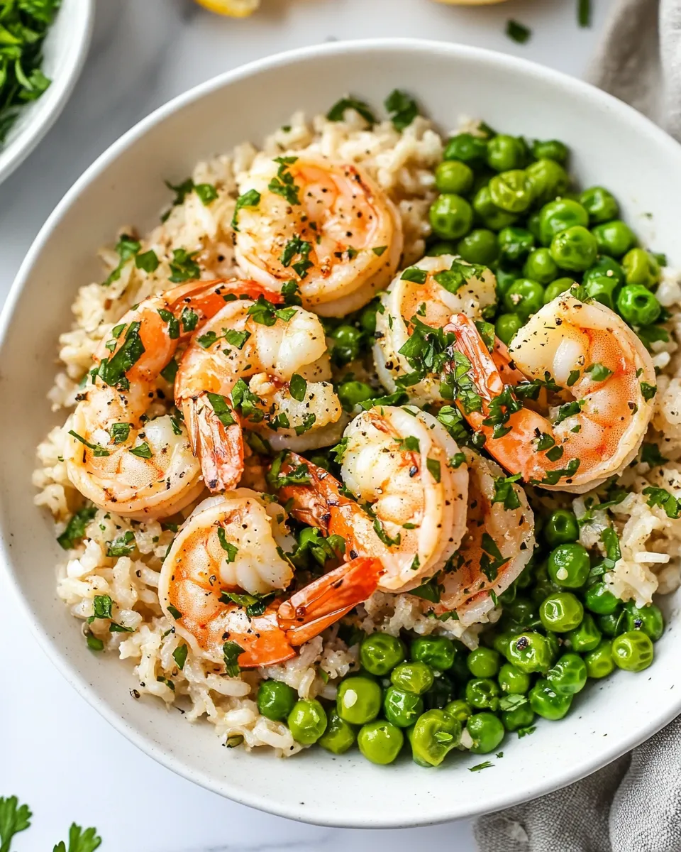 Savory 30-Minute Shrimp, Peas and Rice dish photo