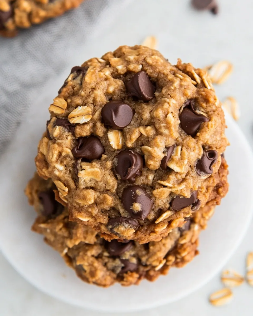 Easy 5-Ingredient Peanut Butter Oatmeal Chocolate Chip Cookies image