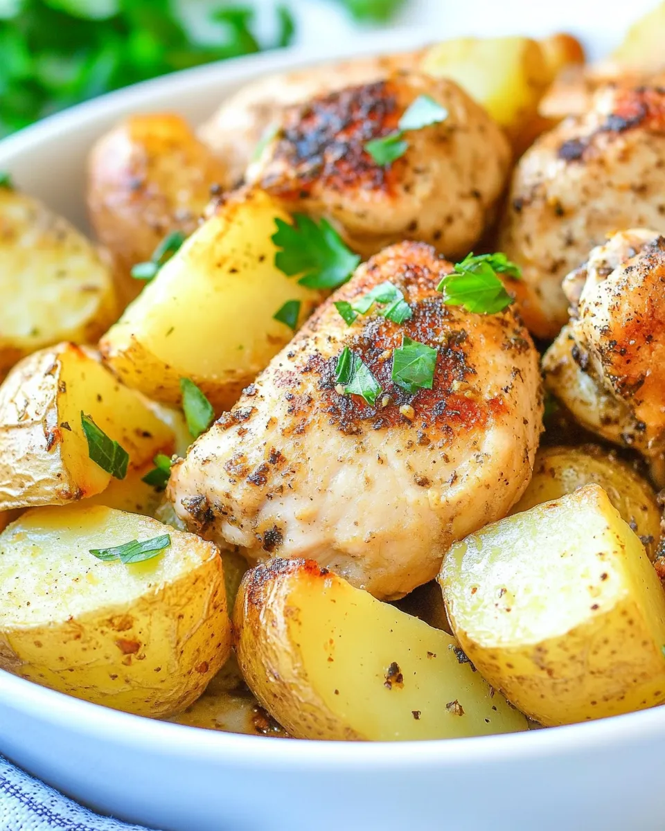 Quick Air Fryer Chicken and Potatoes shot