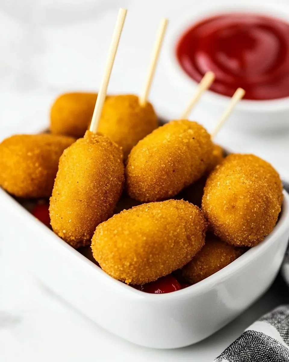 Delicious Air Fryer Mini Corn Dogs food shot