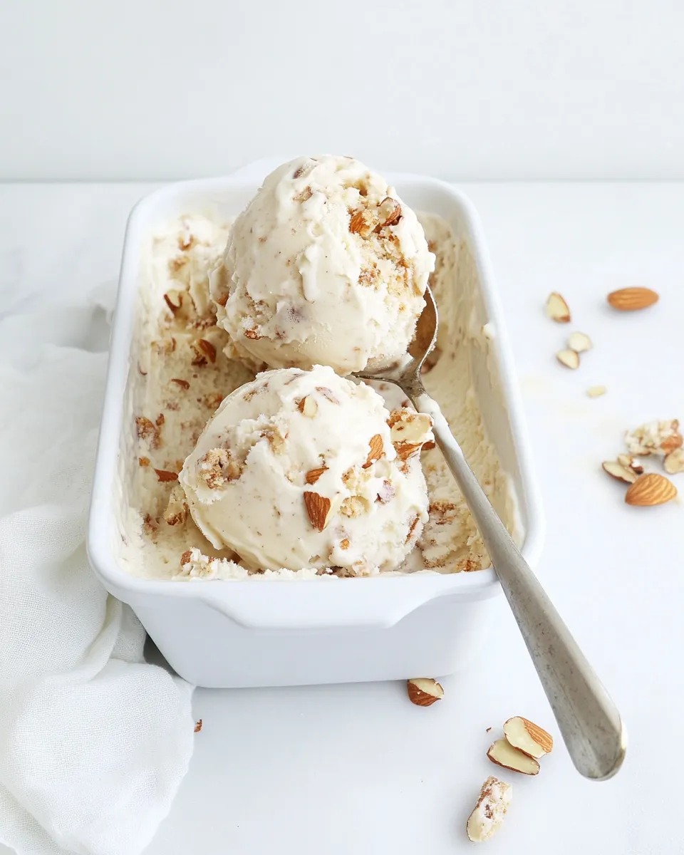 Delicious Almond Torte Mascarpone Ice Cream (with a Brown Butter Almond Crunch!) recipe photo