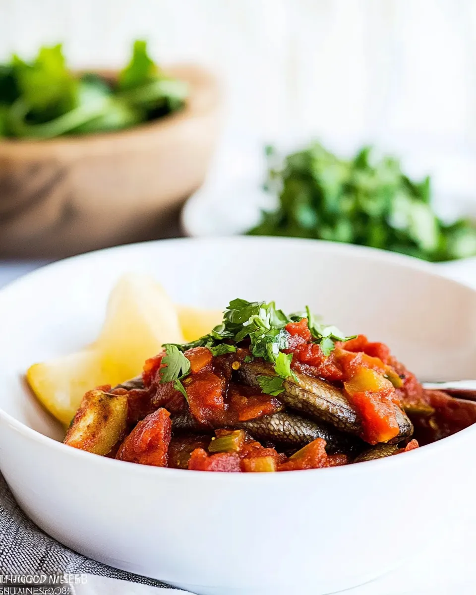 Delicious Arenque Guisado (Herrings in Tomato Sauce) shot