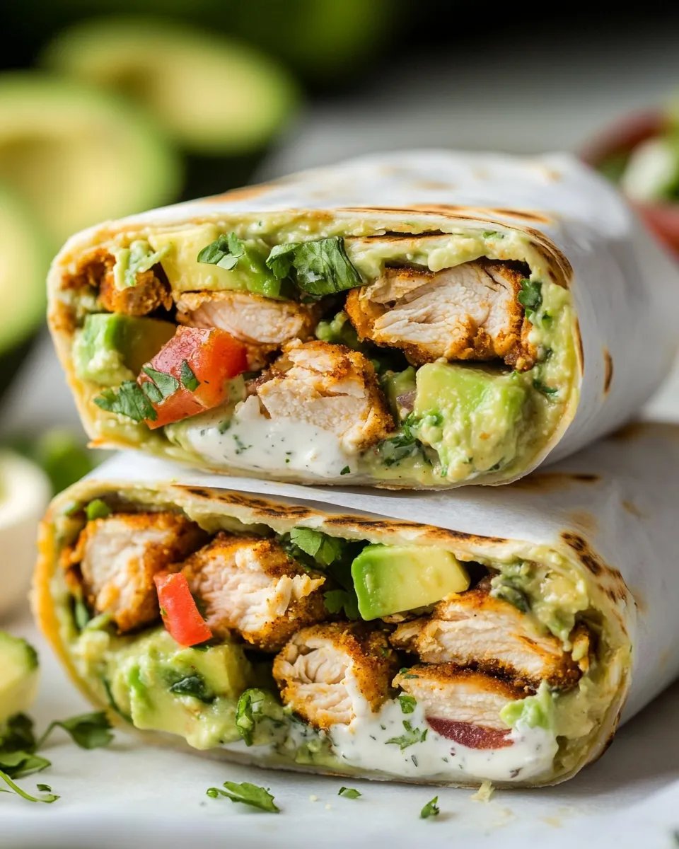Homemade Avocado Ranch Chicken Burrito Wraps photo