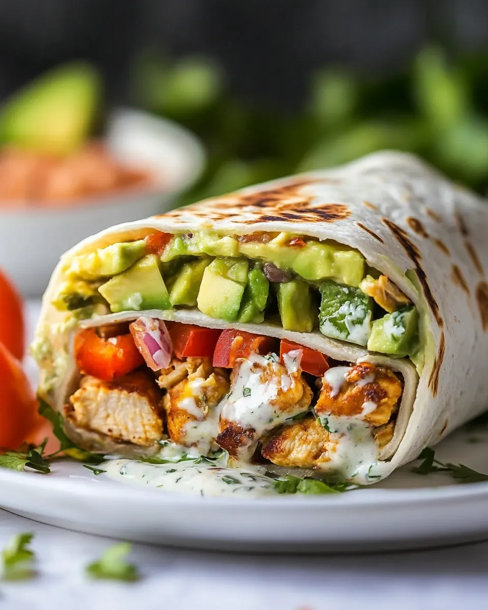 Easy Avocado Ranch Chicken Burrito Wraps recipe photo