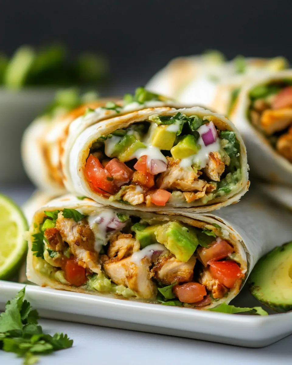 Delicious Avocado Ranch Chicken Burrito Wraps shot