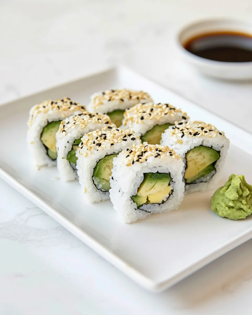 Delicious Avocado Sushi Roll shot