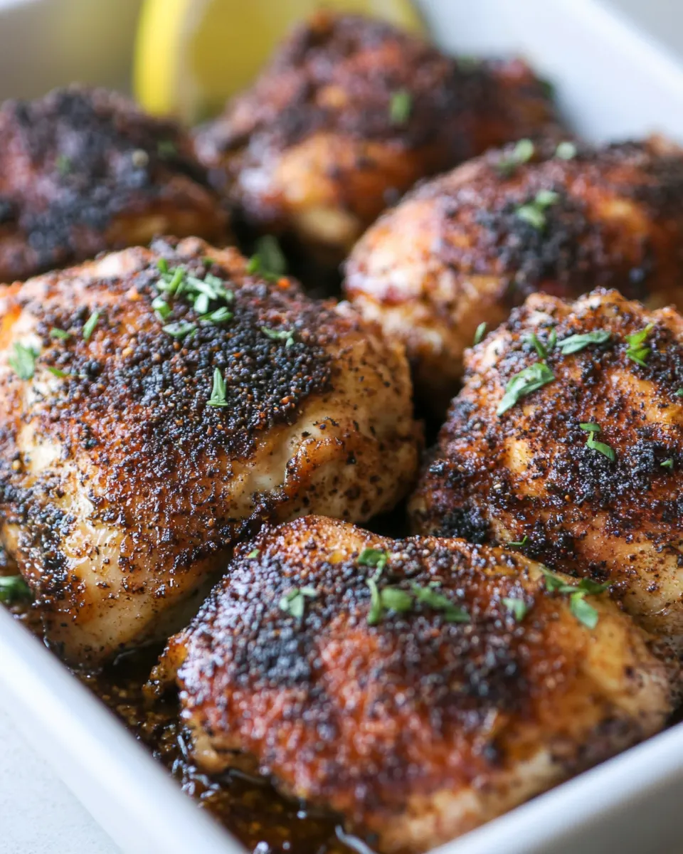 Savory Baked Blackened Chicken Thighs recipe photo