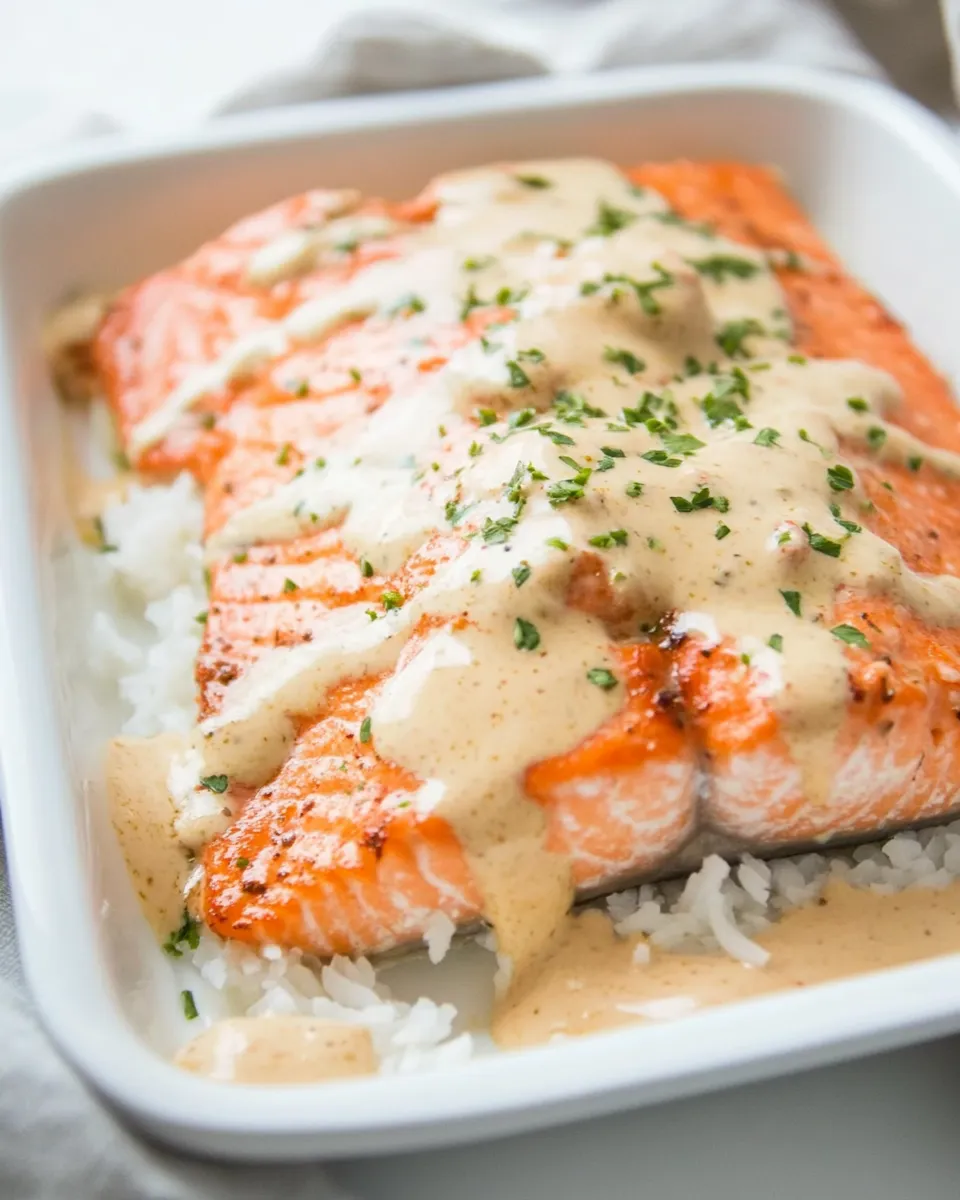 Delicious Baked Salmon with Creamy Coconut Ginger Sauce image