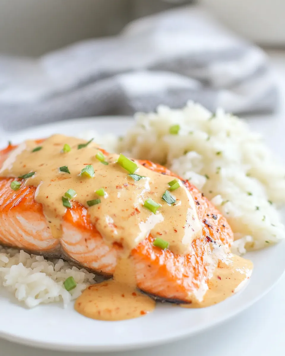 Healthy Baked Salmon with Creamy Coconut Ginger Sauce dish photo