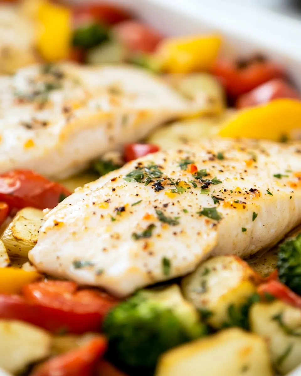 Healthy Baked Tilapia and Roasted Veggies recipe photo
