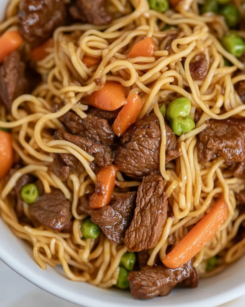Delicious Beef Lo Mein shot