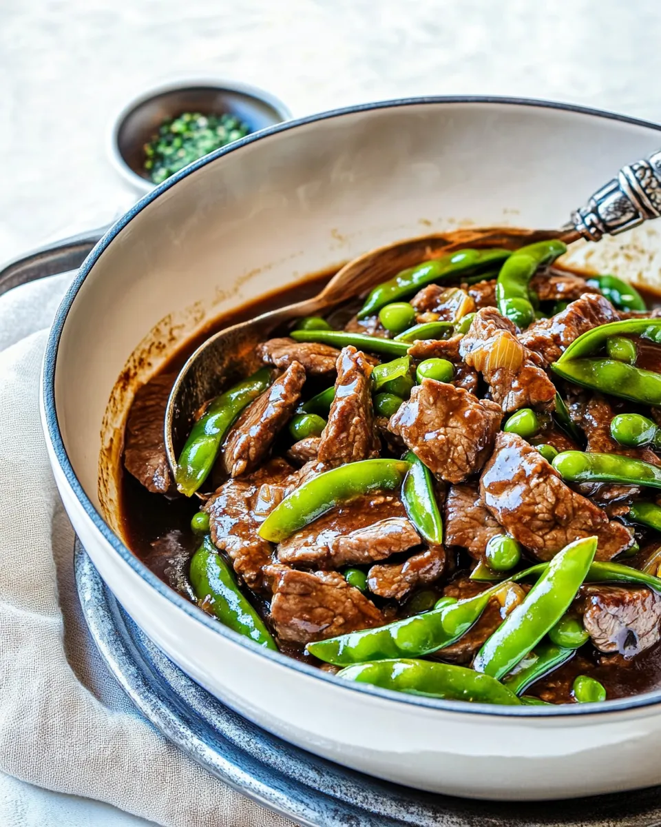Quick Beef Snow Pea Skillet shot