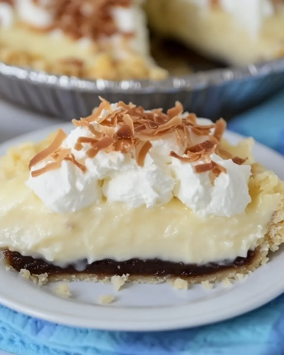 Classic Black Bottom Coconut Cream Pie image