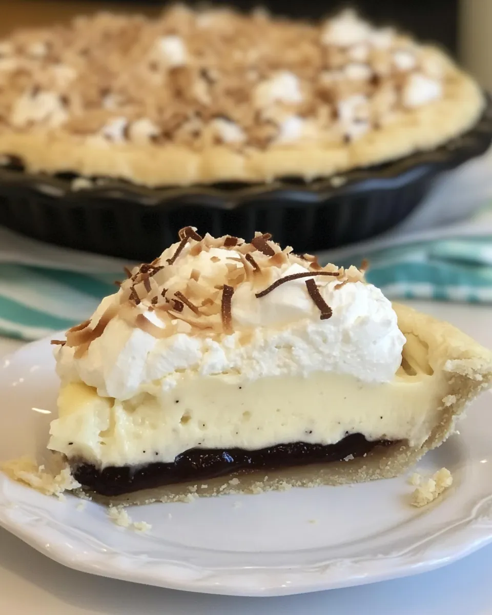 Delicious Black Bottom Coconut Cream Pie shot