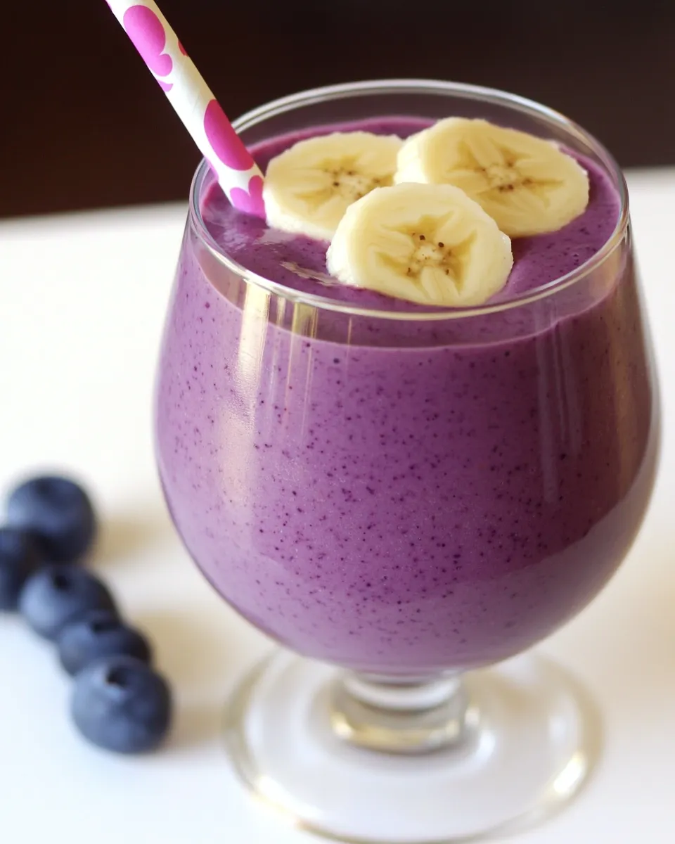 Healthy Blueberry Banana PB Smoothie shot