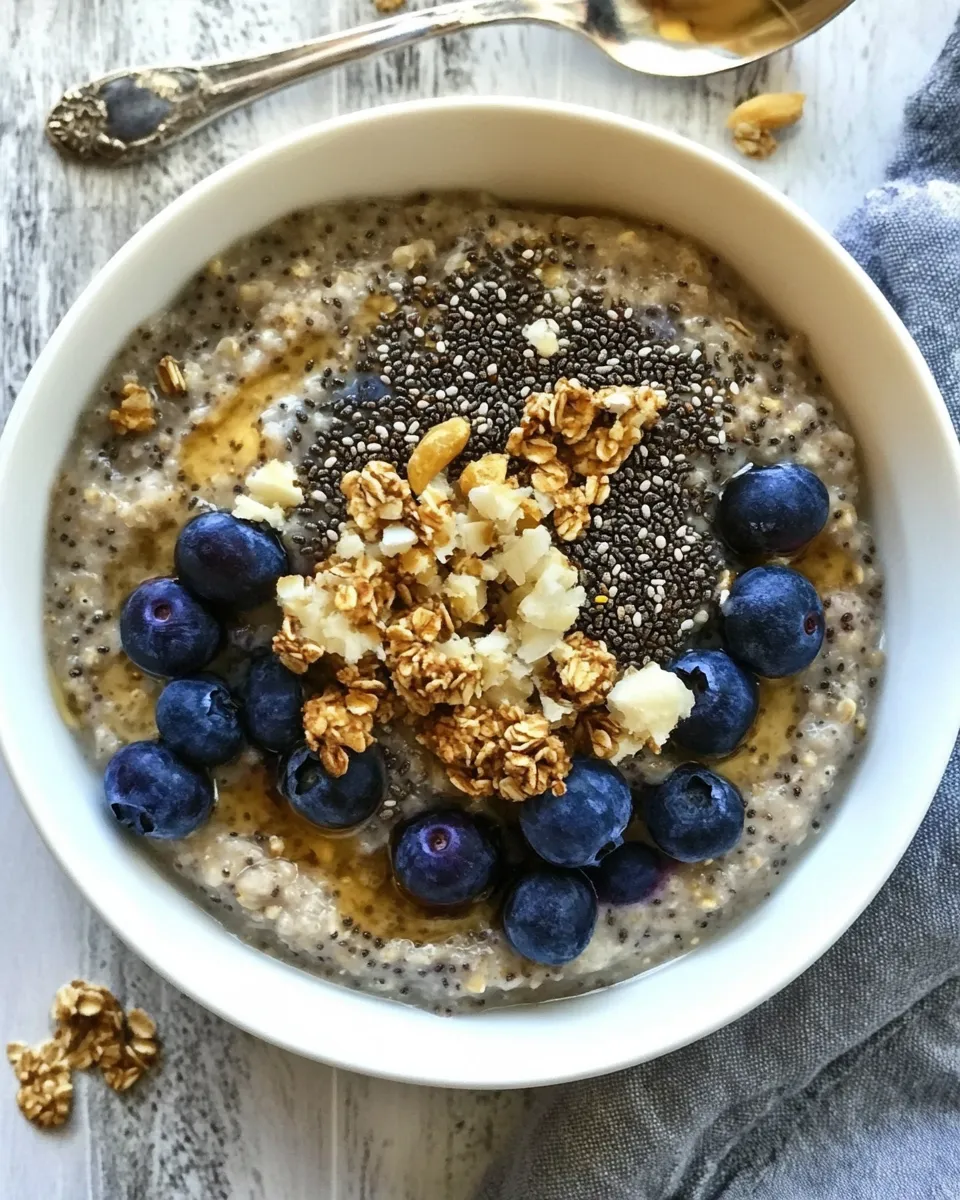 Quick Blueberry Buckwheat Porridge with Chia Seeds shot