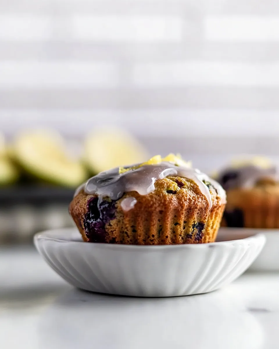 Perfect Blueberry Zucchini Muffins with Lemon Glaze. shot