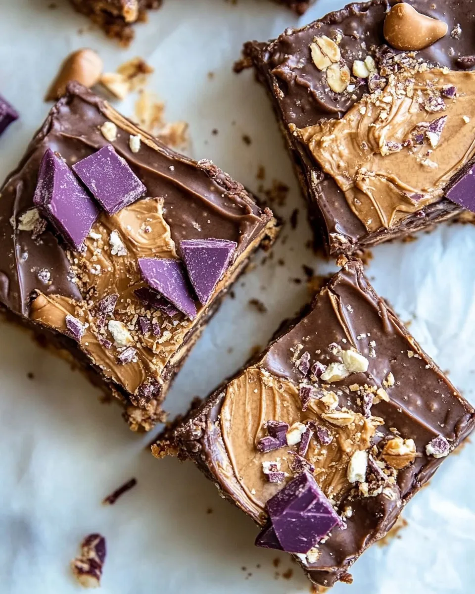 Sweet Buckeye Crunch Bars. food shot