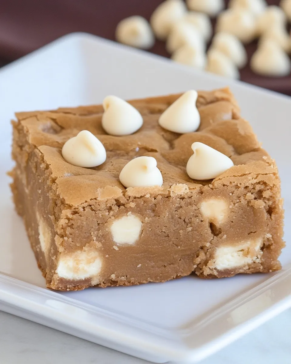 Tasty Butterscotch Blondies with White Chocolate Chips shot